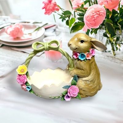 Bouquet Bunny 13&quot; Egg Basket Easter Decor *SHIPS WITHIN 10 DAYS* NEW 2025