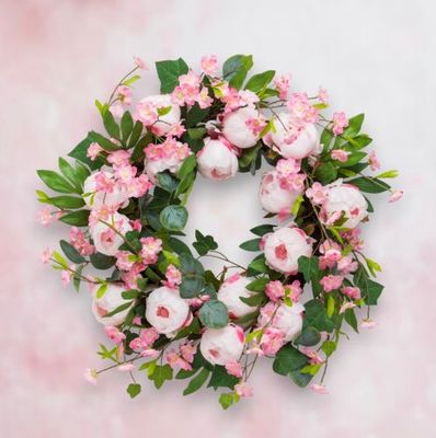 PRE-ORDER: Pink Peony Cherry Blossom Wreath Easter Decor *SHIPS 2/2025* NEW 2025
