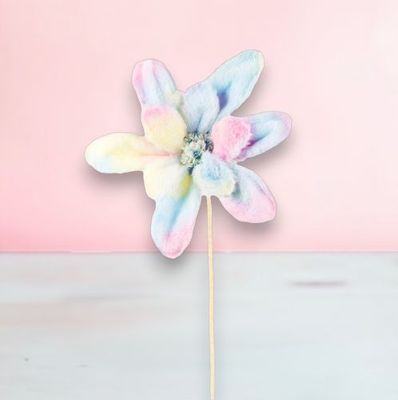 15&quot; Wide Rainbow Flower Stem Set Of 2 Easter Decor  *SHIPS WITHIN 10 DAYS* NEW 2025