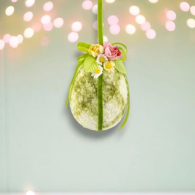 5.5&quot; Green Plaid Egg Ornament Easter Decor *SHIPS WITHIN 10 DAYS* NEW 2025