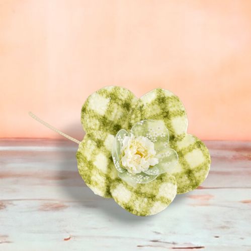 14&quot; Green Plaid Flower Stem Set Of 2 Easter Decor  *SHIPS WITHIN 10 DAYS* NEW 2025