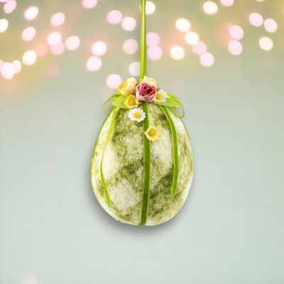 7&quot; Green Plaid Egg Ornament Easter Decor *SHIPS WITHIN 10 DAYS* NEW 2025