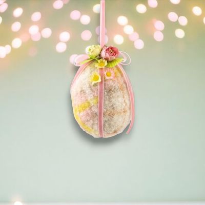 5.5&quot; Orange Plaid Egg Ornament Easter Decor *SHIPS WITHIN 10 DAYS* NEW 2025