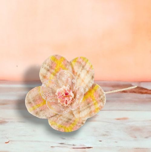 14&quot; Orange Plaid Flower Stem Set Of 2 Easter Decor *SHIPS WITHIN 10 DAYS* NEW 2025