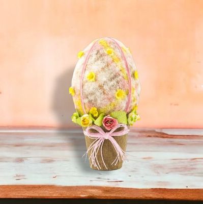 13&quot; Orange Plaid Egg In Pot Easter Decor *SHIPS WITHIN 10 DAYS* NEW 2025