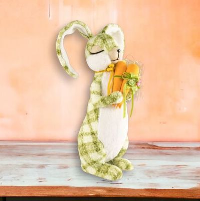 Green Standing Plaid Bunny With Carrots Easter Decor *SHIPS WITHIN 10 DAYS* NEW 2025