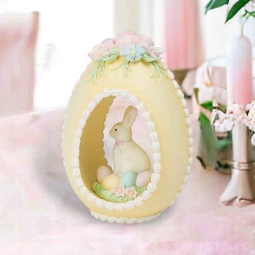 Yellow Sugar Egg With Bunny Easter Decor NEW 2025 *SHIPS WITHIN 10 DAYS*