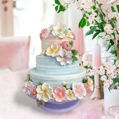 21&quot; Bouquet Floral Spring 3 Tiered Cake Easter Decor NEW 2025