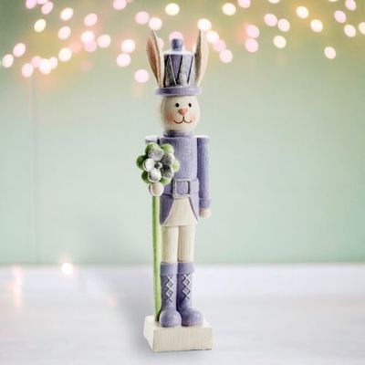 PRE-ORDER: Lavender Bunny Nutcracker Easter Decor *SHIPS 2/2025* NEW 2025