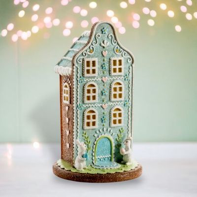 PRE-ORDER: Blue LED Bunny House Easter Decor *SHIPS 2/2025* NEW 2025