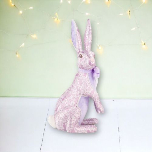 18&quot; Foam/Fabric Lavender Print Bunny Standing Easter Decor NEW 2025