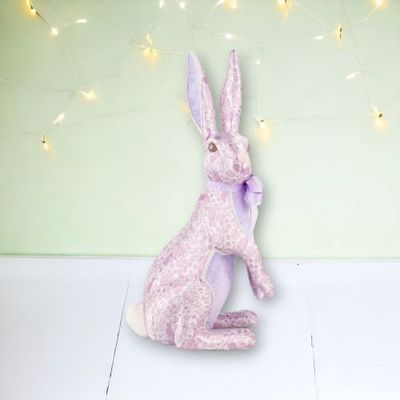 18&quot; Foam/Fabric Lavender Print Bunny Standing Easter Decor NEW 2025