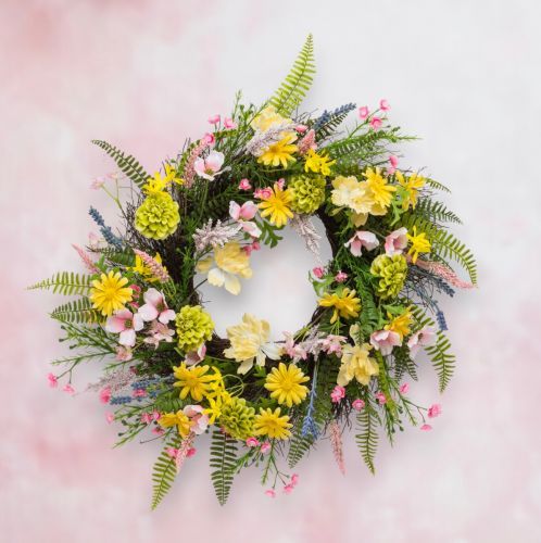 PRE-ORDER Mixed Flower Fern Wreath Easter Decor *SHIPS 2/2025* NEW 2025