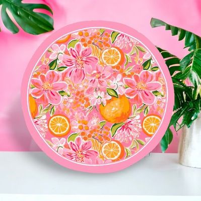 10.5&quot; Preppy Orange Plates Set Of 8 Summer Decor *SHIPS WITHIN 10 DAYS* NEW 2025