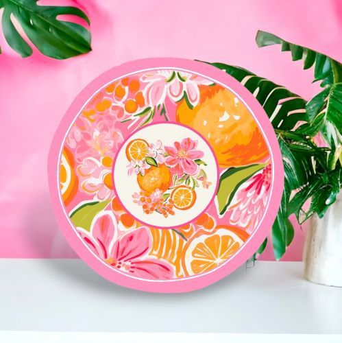 8.5&quot; Preppy Orange Plates Set Of 8 Summer Decor *SHIPS WITHIN 10 DAYS* NEW 2025