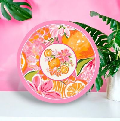 8.5&quot; Preppy Orange Plates Set Of 8 Summer Decor *SHIPS WITHIN 10 DAYS* NEW 2025