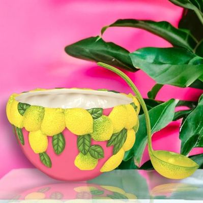 PRE-ORDER Pink Lemon Punch Bowl Summer Decor *SHIPS 3/2026* NEW 2026