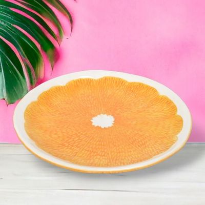 Orange Citrus Dolomite Plates Set Of 8 Summer Decor *SHIPS WITHIN 10 DAYS* NEW 2025