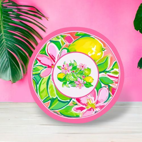 PRE-ORDER 8.5&quot; Preppy Lemon Plates Set Of 8 Summer Decor *SHIPS 3/2025* NEW 2025
