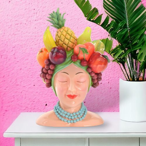 14&quot; Fruit Lady Head Vase Summer Decor *SHIPS WITHIN 10 DAYS* NEW 2025