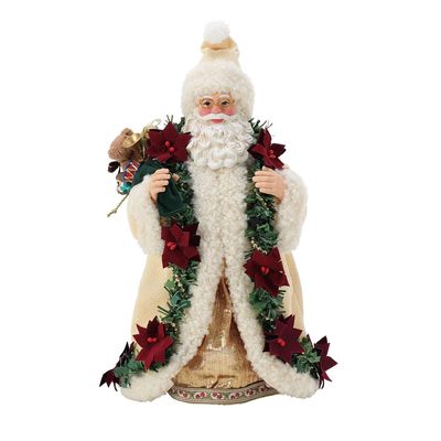 PRE-ORDER Old World Poinsettia Santa By: Possible Dreams *SHIPS 6/2025* NEW 2025