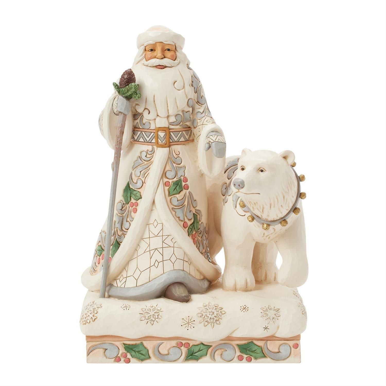 Wintertime Wonder White Woodland Collection Santa with Bear By: Heartwood Creek Jim Shore *SHIPS WITHIN 10 DAYS* NEW 2025
