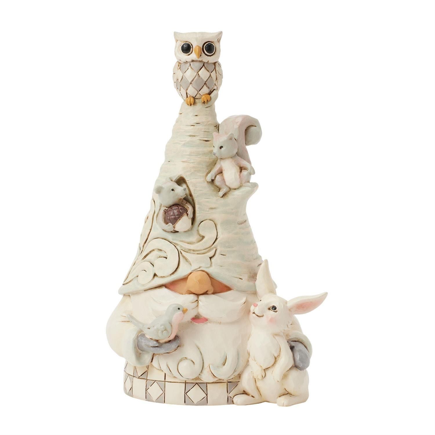 Gnome of the Winter Woods White Woodland Collection Gnome with Animals on Hat By: Heartwood Creek Jim Shore *SHIPS WITHIN 10 DAYS* NEW 2025