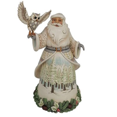 Santa&#39;s Woodland Messenger White Woodland Collection Santa with Owl By: Heartwood Creek Jim Shore *SHIPS WITHIN 10 DAYS* NEW 2025