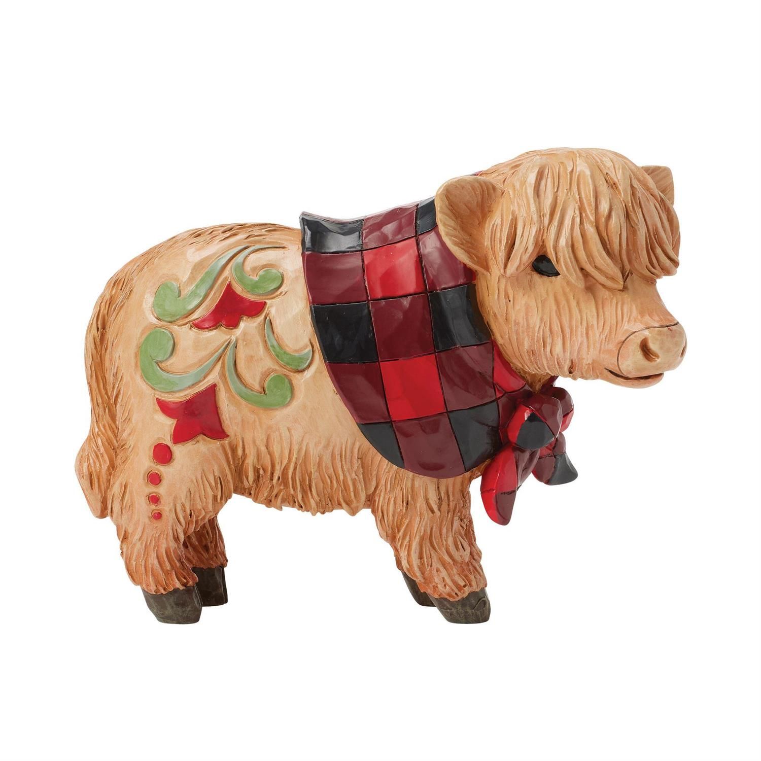 PRE-ORDER Moo-ti-ful Christmas Highland Glen Collection Highland Calf with Scarf By: Heartwood Creek Jim Shore *SHIPS 8/2025* NEW 2025