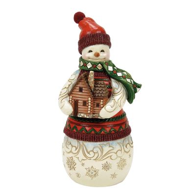 Welcome to The Cabin Christmas At The Lodge Collection Snowman Log Cabin By: Heartwood Creek Jim Shore *SHIPS WITHIN 10 DAYS* NEW 2025
