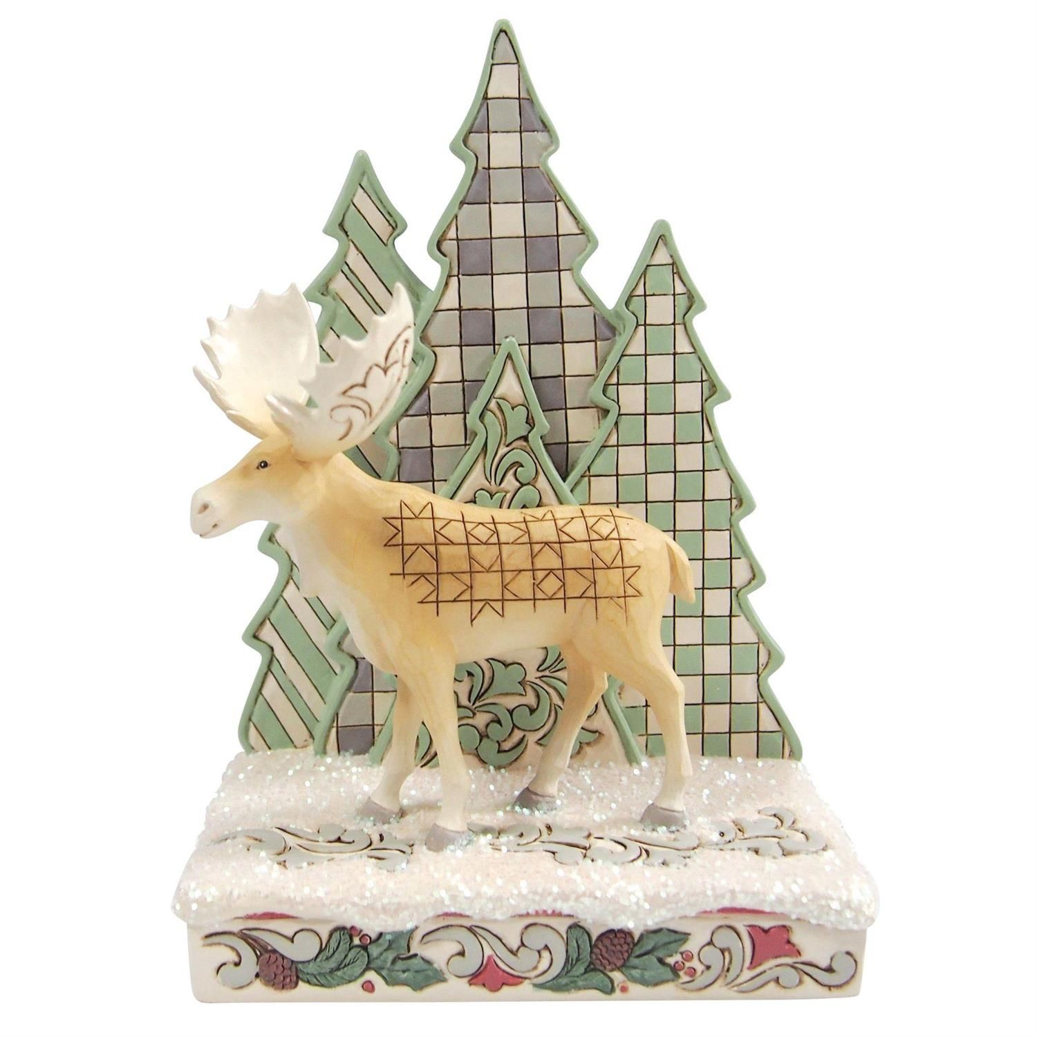 Frozen Forest White Woodland Collection Moose and Layered Trees By: Heartwood Creek Jim Shore *SHIPS WITHIN 10 DAYS* NEW 2025