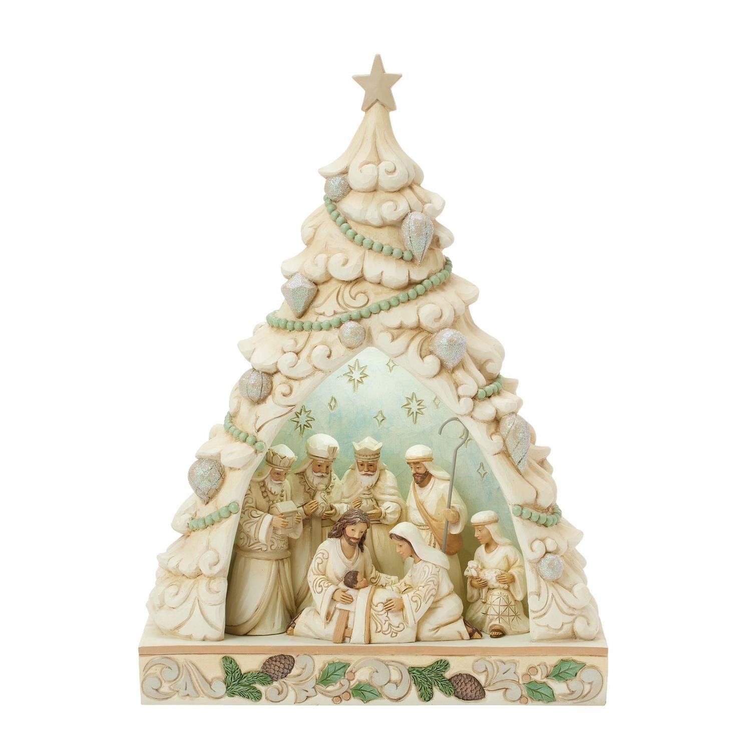 Tree of Holy Light White Woodland Collection Tree Diorama with Nativity Scene By: Heartwood Creek Jim Shore *SHIPS WITHIN 10 DAYS* NEW 2025