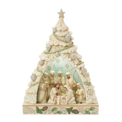Tree of Holy Light White Woodland Collection Tree Diorama with Nativity Scene By: Heartwood Creek Jim Shore NEW 2025