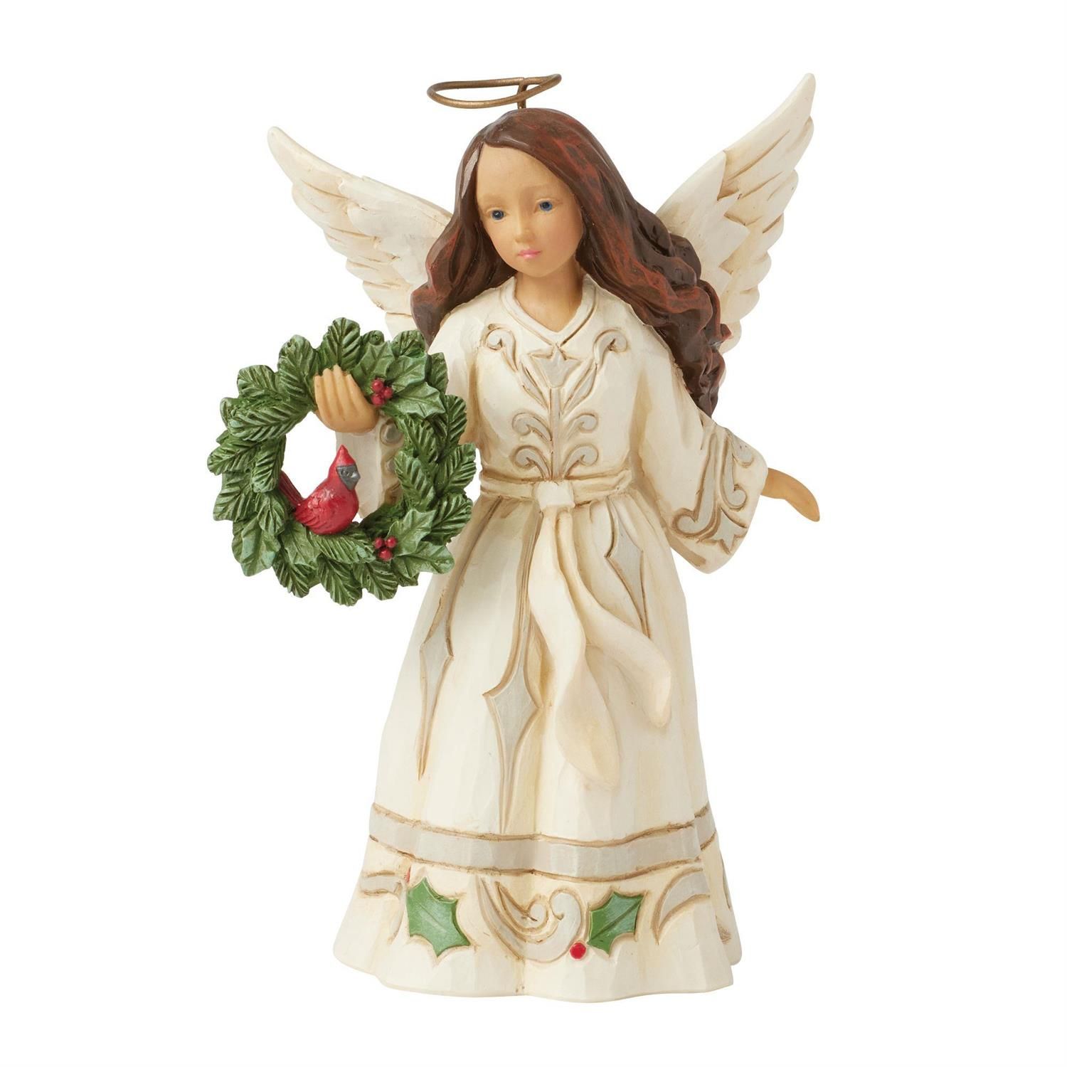 PRE-ORDER Winters Song White Woodland Collection Angel with Wreath By: Heartwood Creek Jim Shore *SHIPS 8/2025* NEW 2025