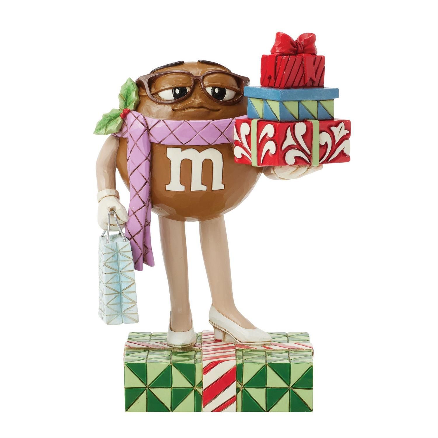 PRE-ORDER M&amp;M&#39;s Brown Character With Presents By: M&amp;M&#39;s Jim Shore *SHIPS 8/2025* NEW 2025
