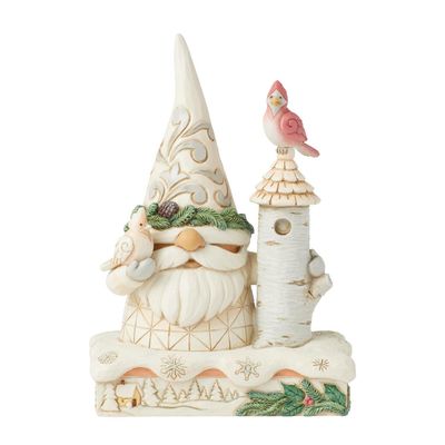 PRE-ORDER Holiday Guests White Woodland Collection Gnome with Birdhouse and Birds By: Heartwood Creek Jim Shore *SHIPS 6/2025* NEW 2025