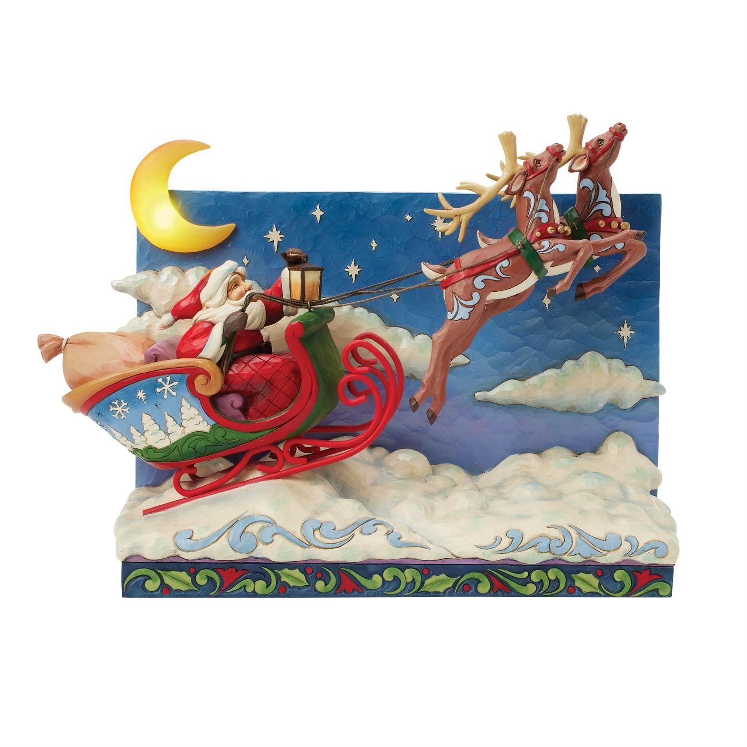 St. Nicholas is on His Way Santa Collection Santa Deluxe with Sled and Reindeer and Music By: Heartwood Creek Jim Shore *SHIPS WITHIN 10 DAYS* NEW 2025