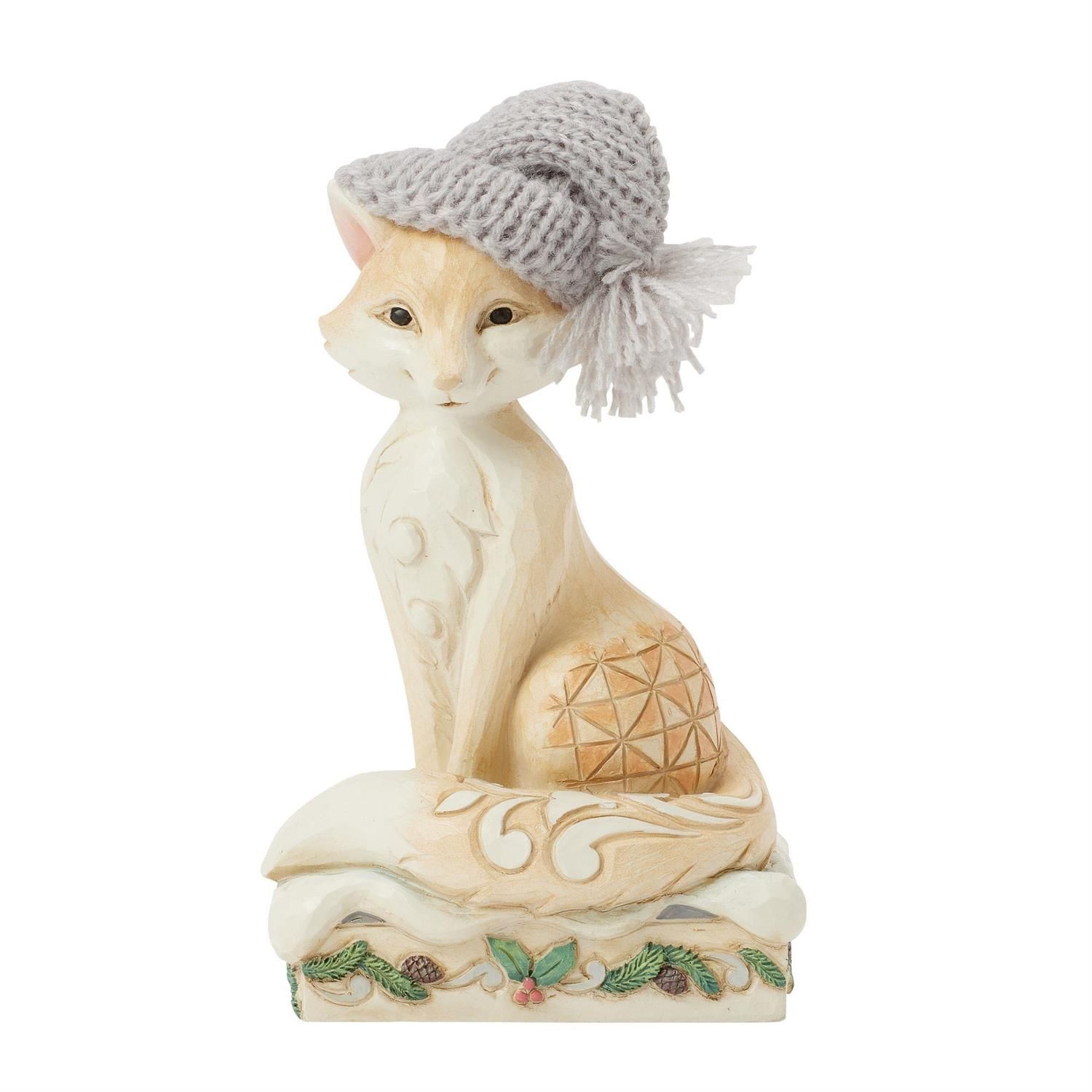 Foxy Festive Spirit White Woodland Collection Fox with Knit Hat By: Heartwood Creek Jim Shore *SHIPS WITHIN 10 DAYS* NEW 2025