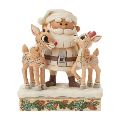 PRE-ORDER White Woodland Santa, Rudolph &amp; Clarice By: Rudolph Jim Shore *SHIPS 8/2025* NEW 2025