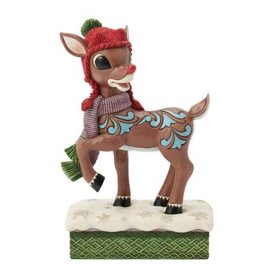 PRE-ORDER Rudolph with Knited Hat By: Rudolph Jim Shore *SHIPS 8/2025* NEW 2025