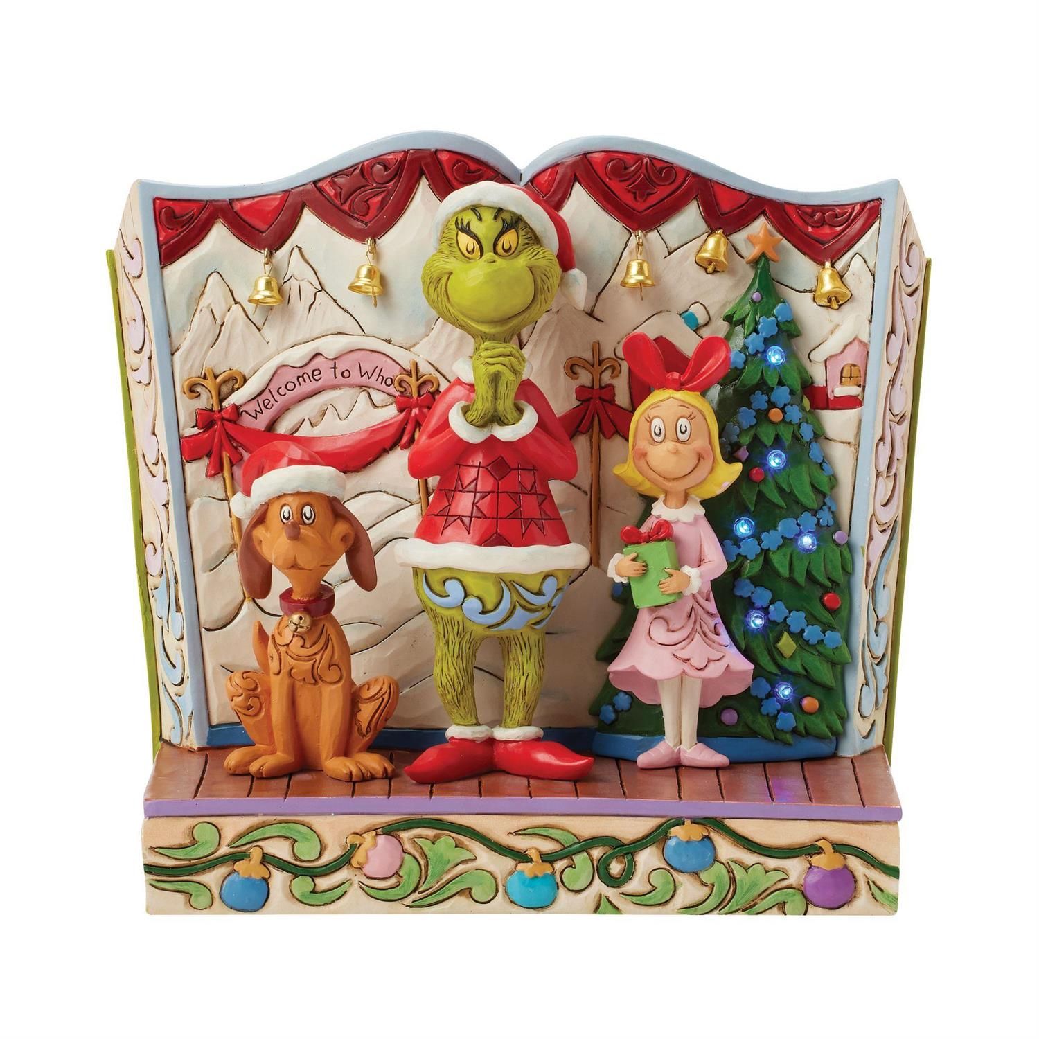 PRE-ORDER Light Up LED Storybook Grinch, Max &amp; Cindy By: The Grinch Jim Shore *SHIPS 7/2025* NEW 2025