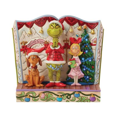 PRE-ORDER Light Up LED Storybook Grinch, Max &amp; Cindy By: The Grinch Jim Shore *SHIPS 7/2025* NEW 2025