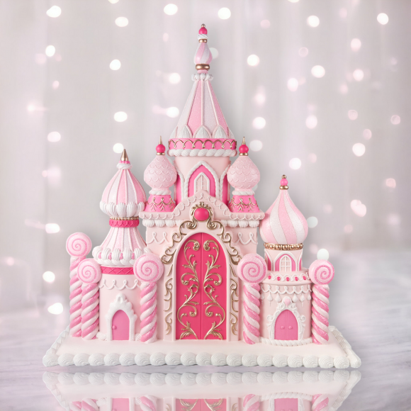 26&quot; Pink Candy Castle Christmas Decor *SHIPS WITHIN 15 DAYS*