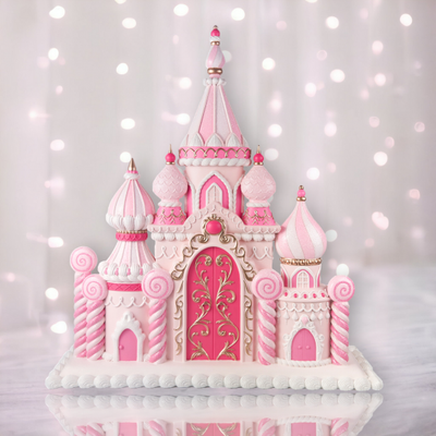 26&quot; Pink Candy Castle Christmas Decor *SHIPS WITHIN 15 DAYS*