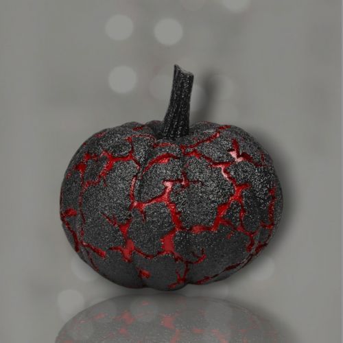 PRE-ORDER Black/Red Crackle Pumpkin Halloween Decor *SHIPS 7/2025* NEW 2025