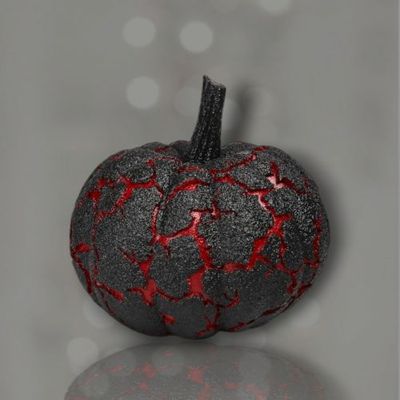 PRE-ORDER Black/Red Crackle Pumpkin Halloween Decor *SHIPS 7/2025* NEW 2025