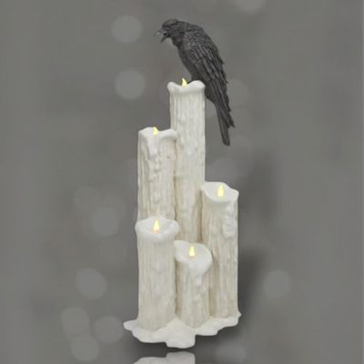 PRE-ORDER LED Candles With Crow Halloween Decor *SHIPS 7/2025* NEW 2025