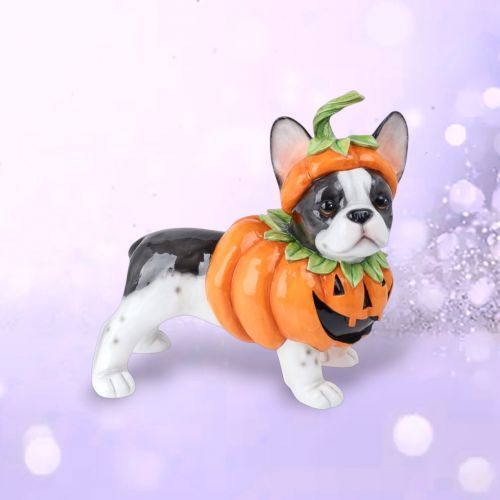PRE-ORDER 17&quot; Pumpkin French Bulldog Halloween Decor *SHIPS 7/2025* NEW 2025