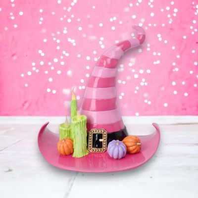 PRE-ORDER 17&quot; Pink Witch Hat With LED Light Halloween Decor *SHIPS 8/2025* NEW 2025