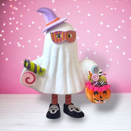 PRE-ORDER 36&quot; Ghost With Mask Hat Halloween Decor *SHIPS 7/2025* NEW 2025